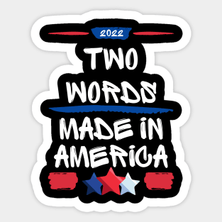 Two Words Made In America Funny Biden Quote Anti Joe Biden Sticker